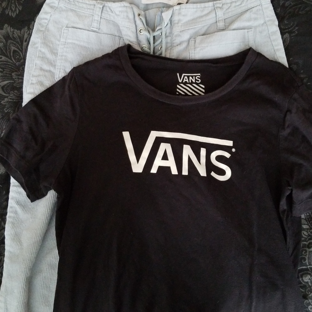 Vans black and white print old school t-shirt L